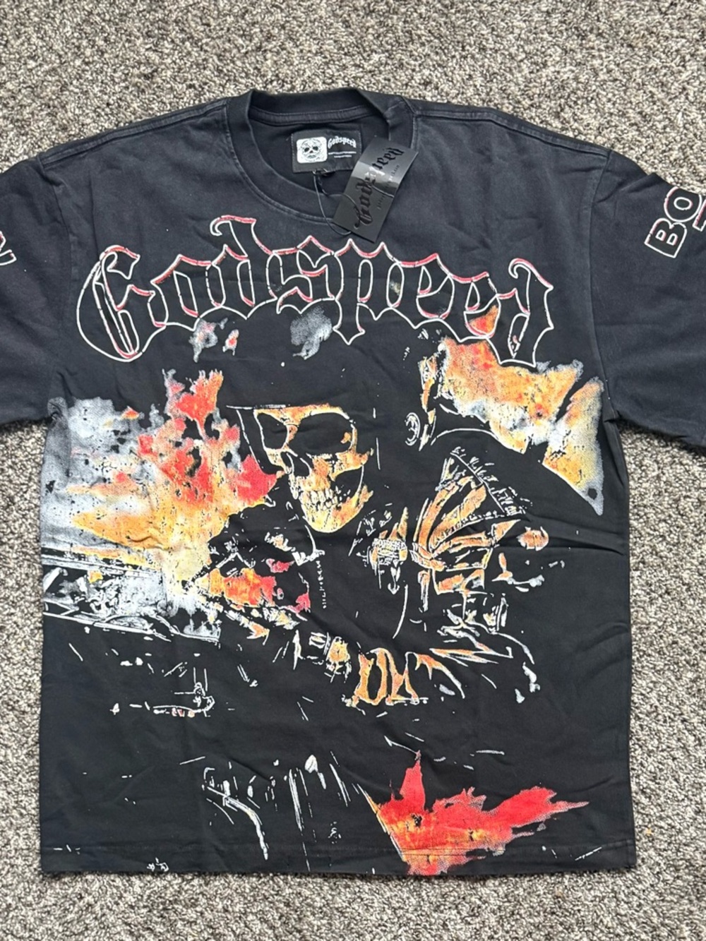 Godspeed Graphic Black and Red Skull Dress Shirt